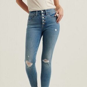 Lucky Brand High Rise Bridgette Skinny Button Fly Ripped Jeans Size 27